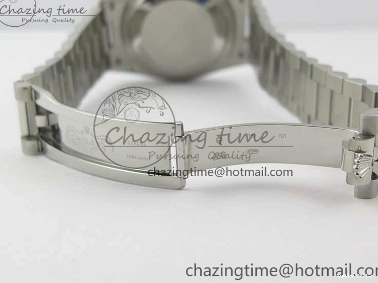 0415 TopPick Day-Date 36 SS 128239 Bp Maker Best Edition Black Dial Crystral Markers on President Bracelet 3149